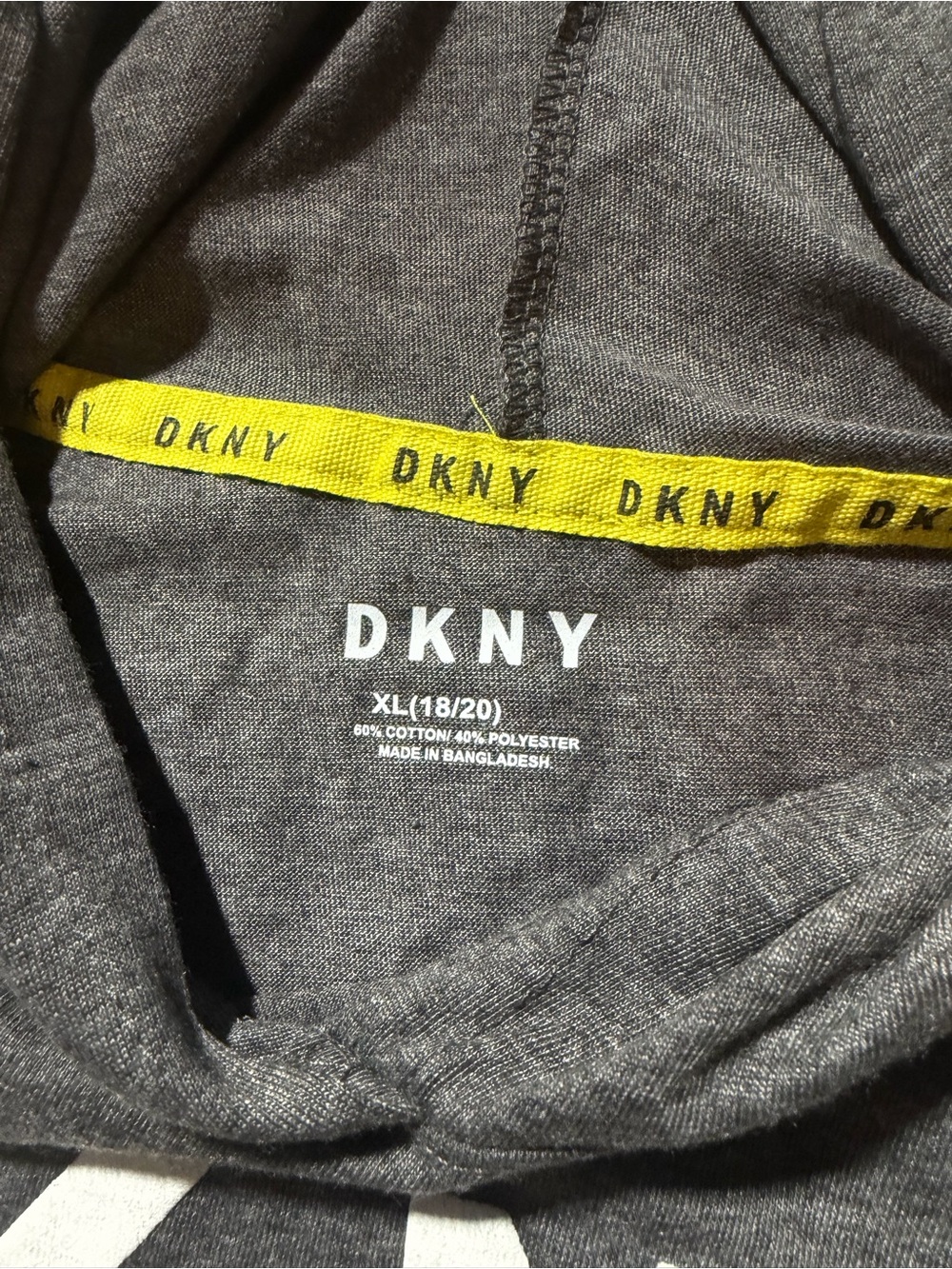 DKNY Boys Hooded Long Sleeve Logo Tee Gray XL (18/20) - Picture 4 of 5